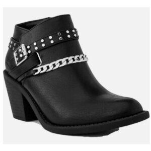 Women's Sugar Women's Vroomy Ankle Chain Booties Black SZ 9M‎